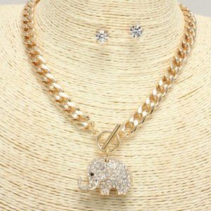 Gold/ Clear (Elephant) Necklace set